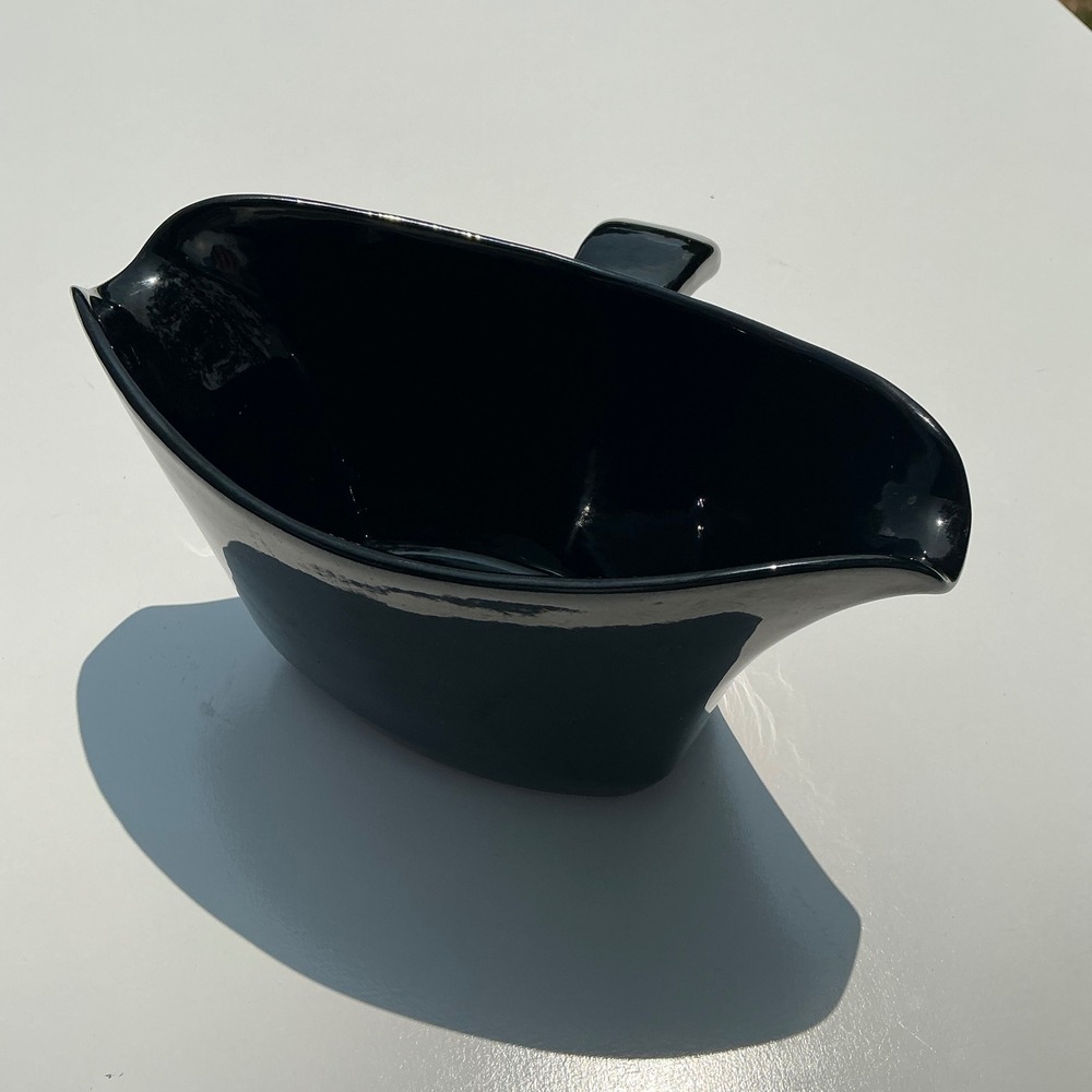 Frankoma Pottery Gravy Boat Onyx Black Vintage Mid Century Modern Ceramic - Picture 3 of 7